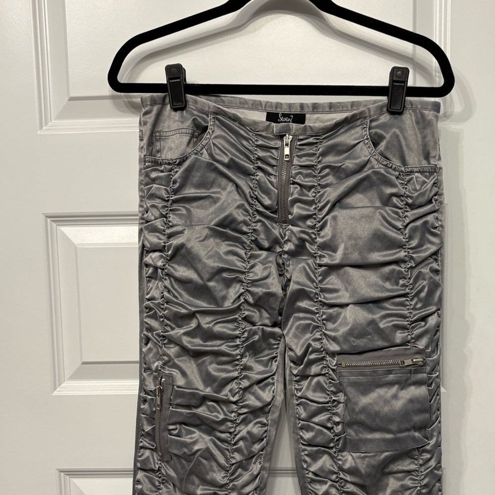 7 Express Vintage Y2K Silver Ruched Cargo Pants - Picture 9 of 15